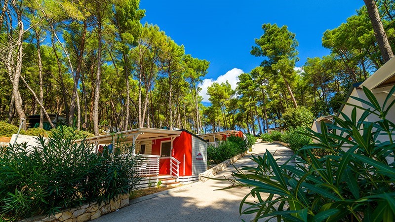 Mobile homes in a wooded area on Cres